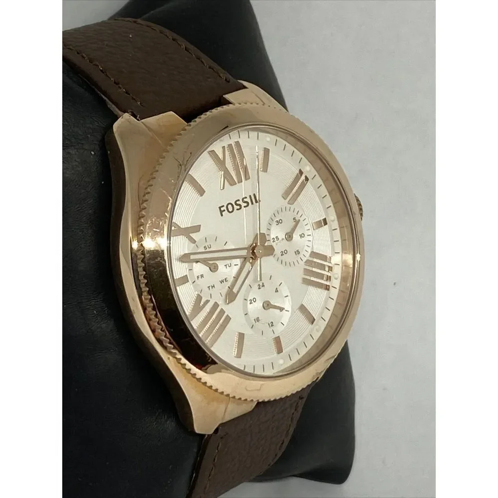 Fossil AM4622 Women's Brown Leather Analog White Dial Genuine Wrist Watch HK953